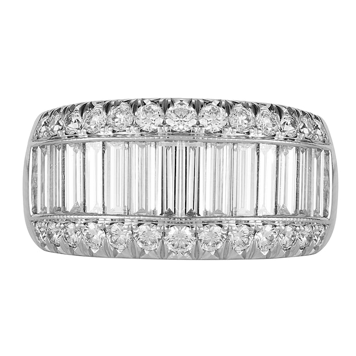 Mappin & Webb Platinum 2.15ct 3 Row Diamond Baguette Cut Eternity Ring - Size L