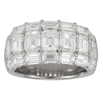 Mayors Platinum 3 Row Diamond Emerald Cut Eternity Ring - Ring Size 6.5 Mayors Platinum 3 Row Diamond Emerald Cut Eternity Ring - Ring Size 6.5