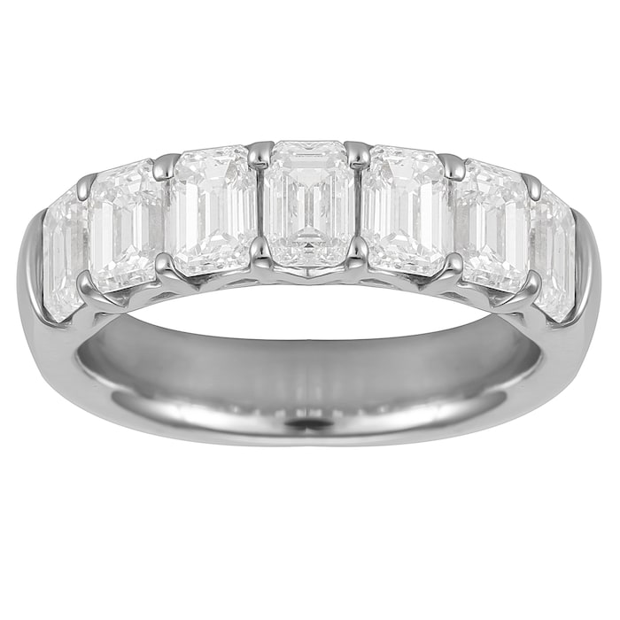 Mayors Platinum Diamond Emerald Cut Eternity Ring - Ring Size 6