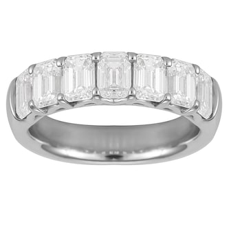 Mayors Platinum Diamond Emerald Cut Eternity Ring - Ring Size 6 Mayors Platinum Diamond Emerald Cut Eternity Ring - Ring Size 6