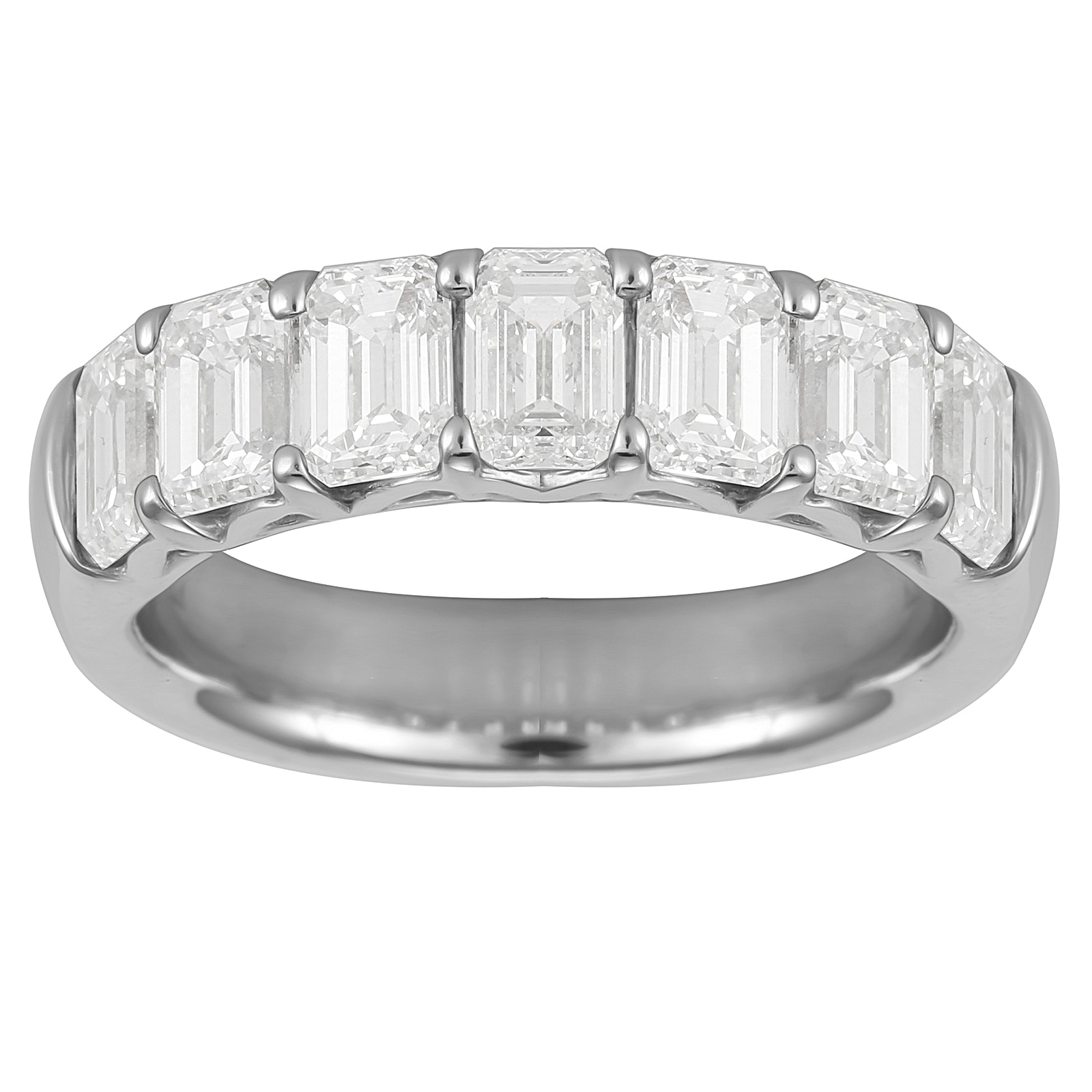 Mayors Platinum Diamond Emerald Cut Eternity Ring - Ring Size 6