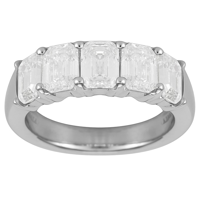 Mayors Platinum Diamond Emerald Cut Eternity Ring - Ring Size 6.5