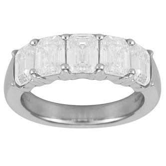 Mayors Platinum Diamond Emerald Cut Eternity Ring - Ring Size 6.5 Mayors Platinum Diamond Emerald Cut Eternity Ring - Ring Size 6.5