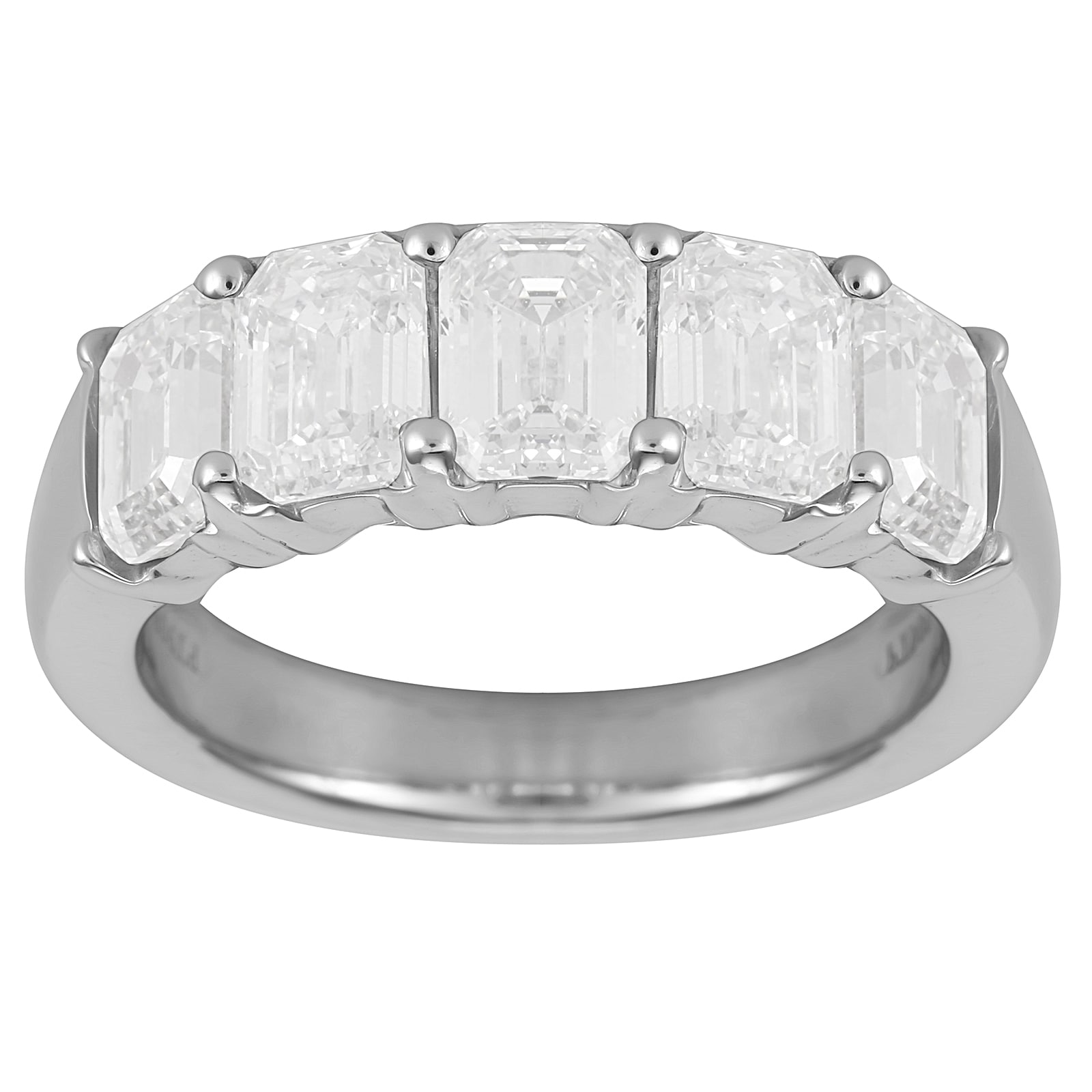 Mayors Platinum Diamond Emerald Cut Eternity Ring - Ring Size 6.5