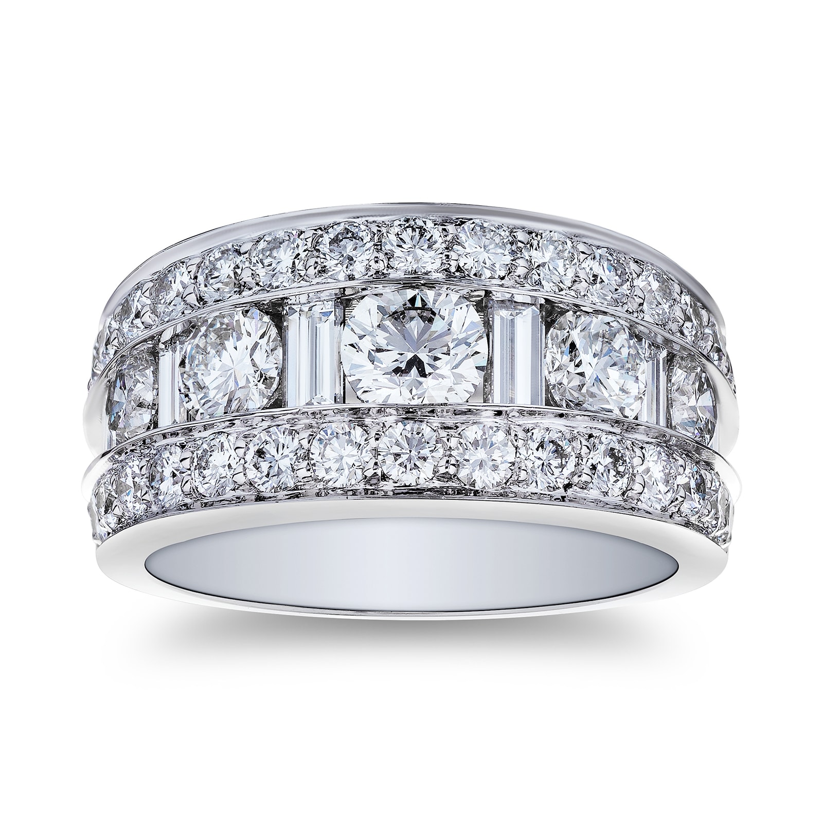 Mayors 18k White Gold 3.14cttw Mixed Half Set Diamond Band Mayors 18k White Gold 3.14cttw Mixed Half Set Diamond Band