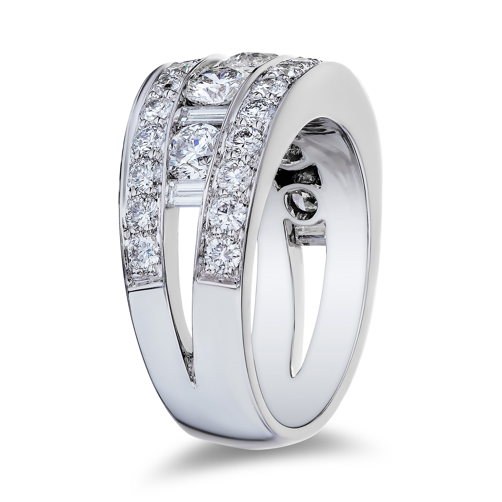 Mayors 18k White Gold 3.14cttw Mixed Half Set Diamond Band Mayors 18k White Gold 3.14cttw Mixed Half Set Diamond Band