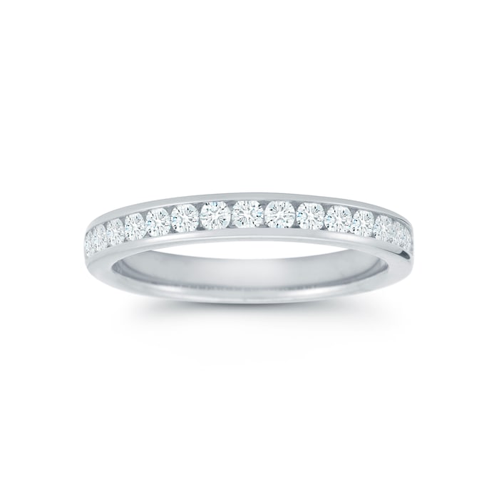 Mayors Platinum 0.47cttw Round Half Channel Diamond Band