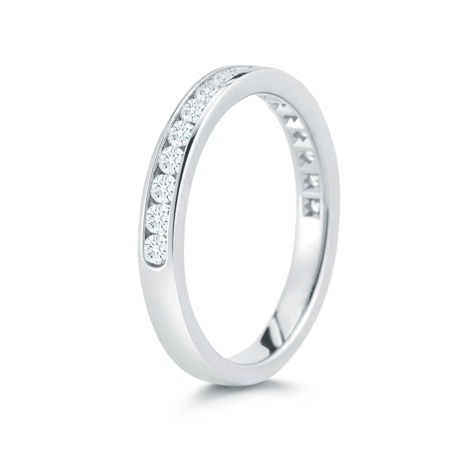 Mayors Platinum 0.47cttw Round Half Channel Diamond Band
