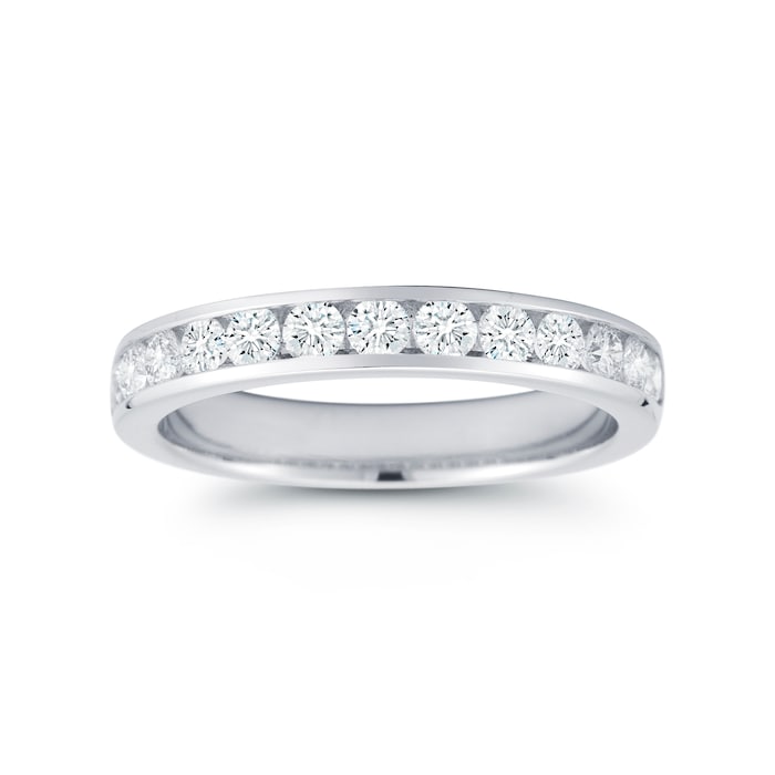 Mayors Platinum 0.70cttw Round Half Channel Diamond Band