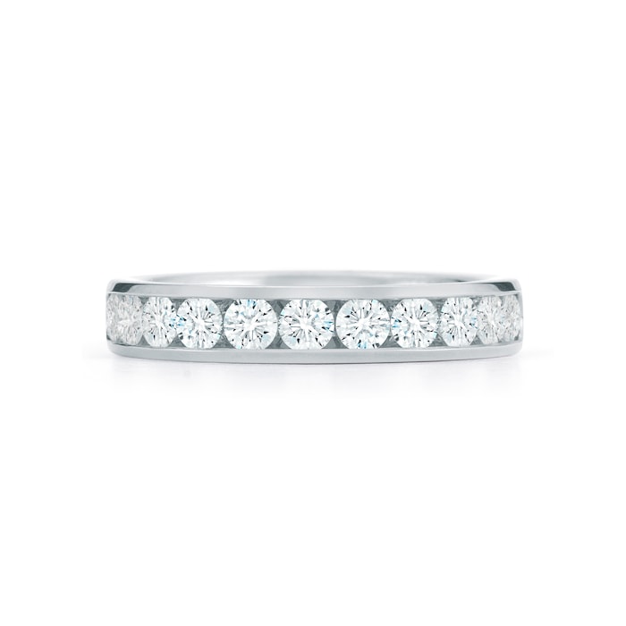 Mayors Platinum 0.94cttw Round Half Channel Diamond Band