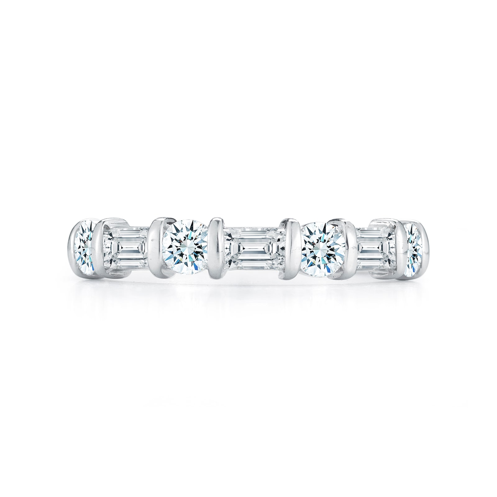Mayors Platinum Fancy Cut 1.00cttw Diamond Eternity Ring - Ring Size 7.5