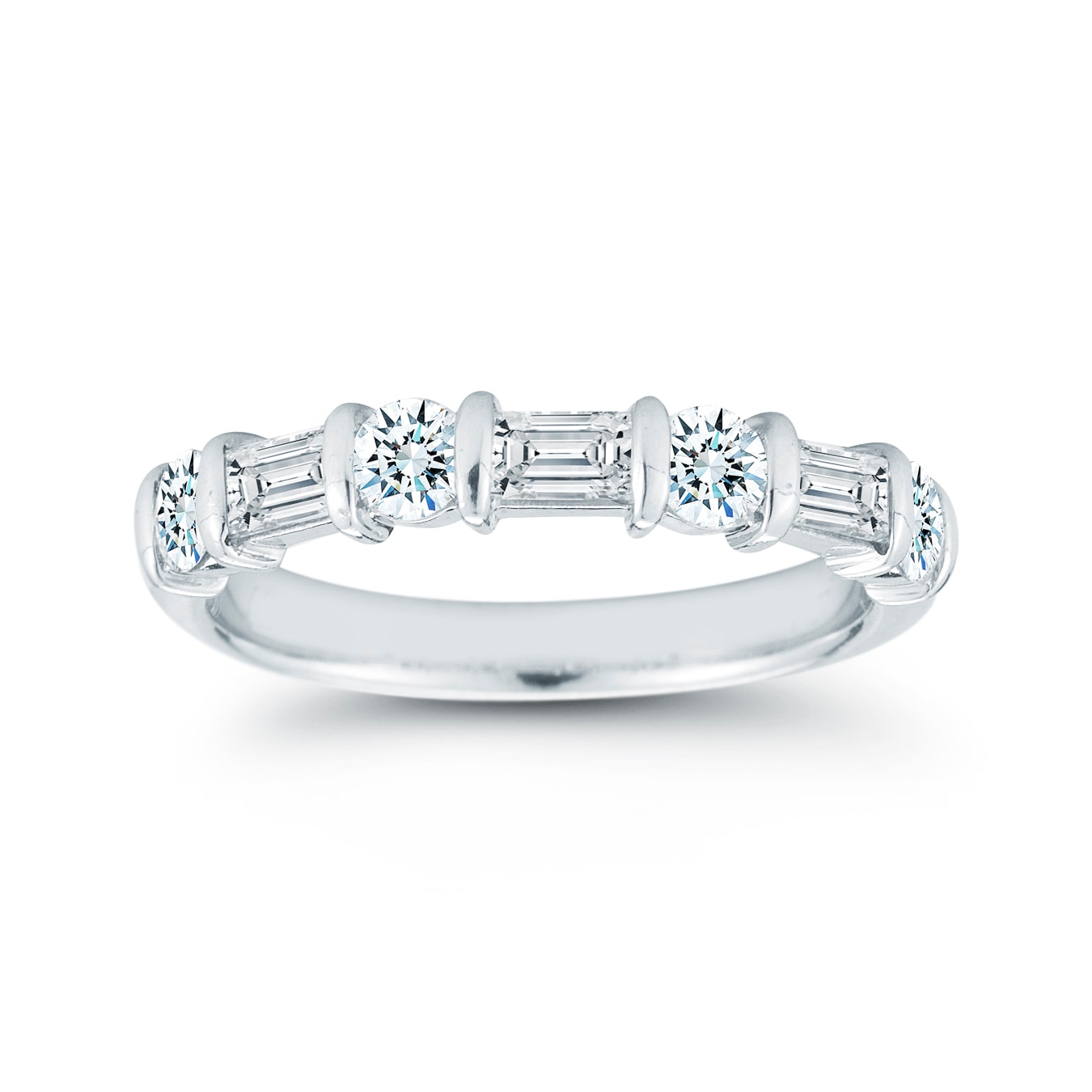 Mayors Platinum Fancy Cut 1.00cttw Diamond Eternity Ring Mayors Platinum Fancy Cut 1.00cttw Diamond Eternity Ring