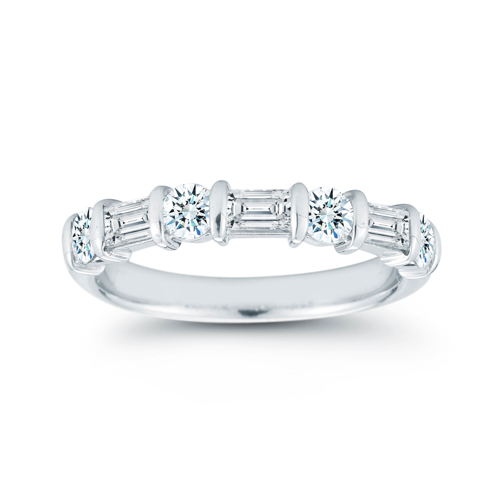 Mayors Platinum Fancy Cut 1.00cttw Diamond Eternity Ring - Ring Size 7.5