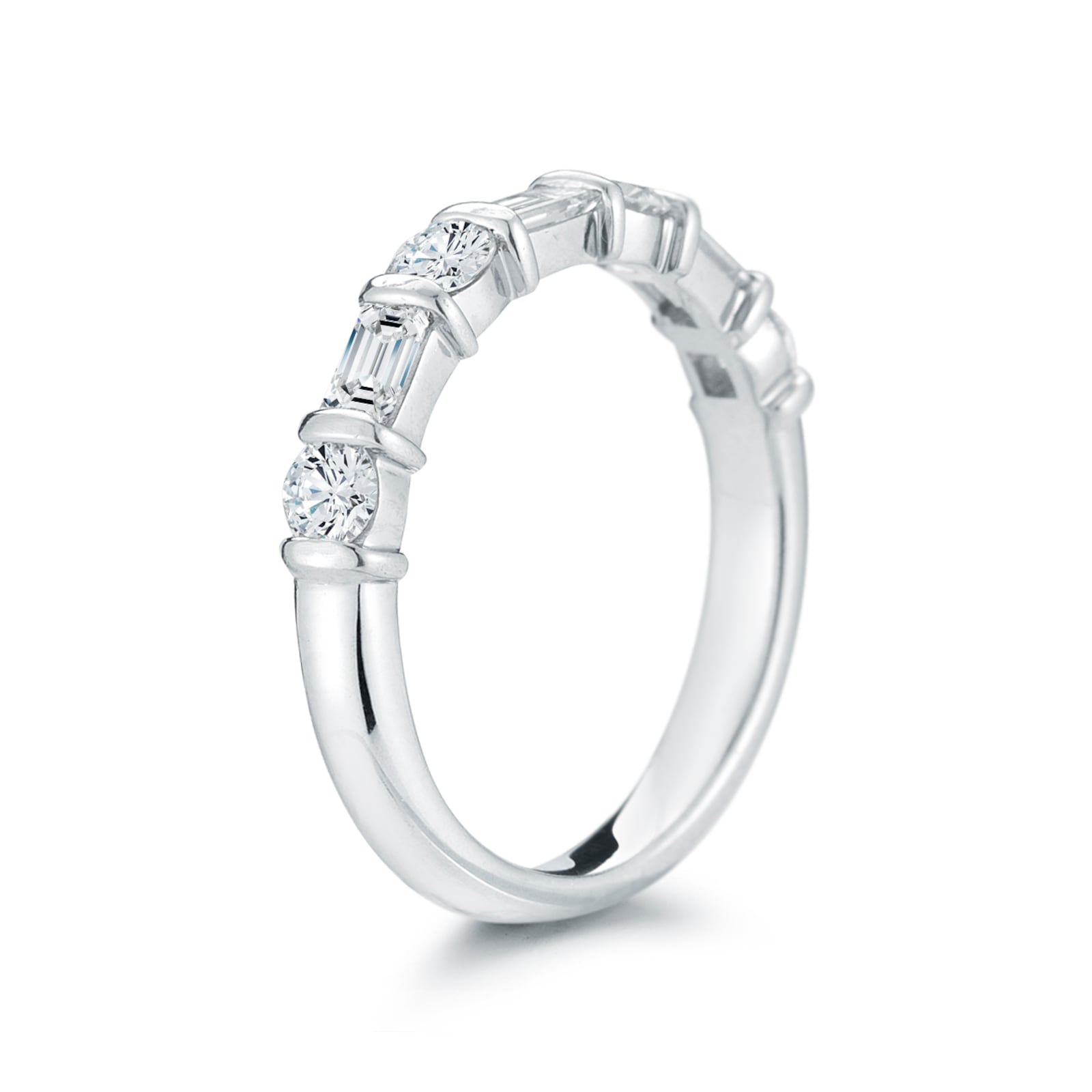Mayors Platinum Fancy Cut 1.00cttw Diamond Eternity Ring - Ring Size 7.5