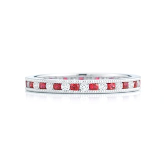 Mayors Platinum 0.38ctt Ruby & 0.32cttw Diamond Fancy Diamond Band Mayors Platinum 0.38ctt Ruby & 0.32cttw Diamond Fancy Diamond Band
