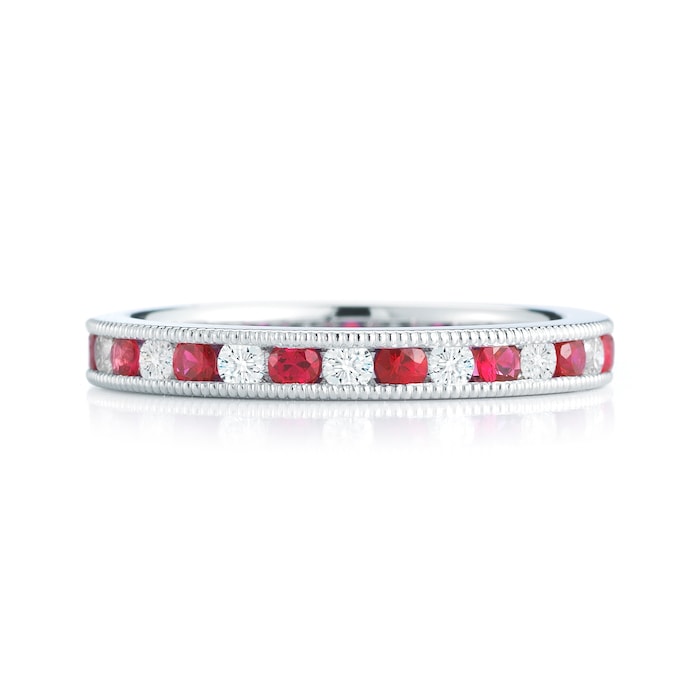 Mayors Platinum 0.68ctt Ruby & 0.56cttw Diamond Fancy Diamond Band