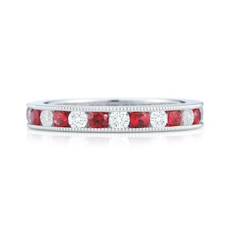 Mayors Platinum 0.99cttw Ruby & 0.78cttw Diamond Fancy Diamond Band Mayors Platinum 0.99cttw Ruby & 0.78cttw Diamond Fancy Diamond Band