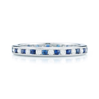 Mayors Platinum 0.38cttw Sapphire & 0.32cttw Diamond Fancy Diamond Band Mayors Platinum 0.38cttw Sapphire & 0.32cttw Diamond Fancy Diamond Band