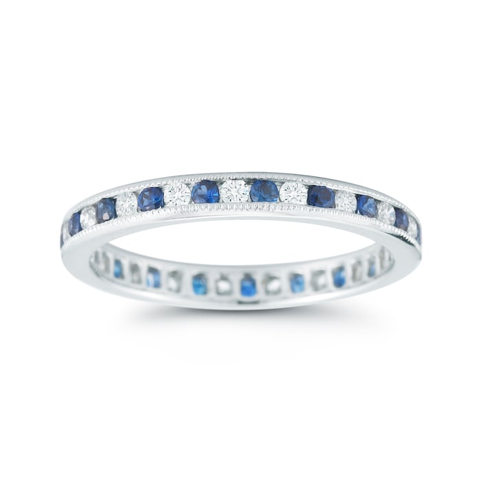 Mayors Platinum 0.38cttw Sapphire & 0.32cttw Diamond Fancy Diamond Band