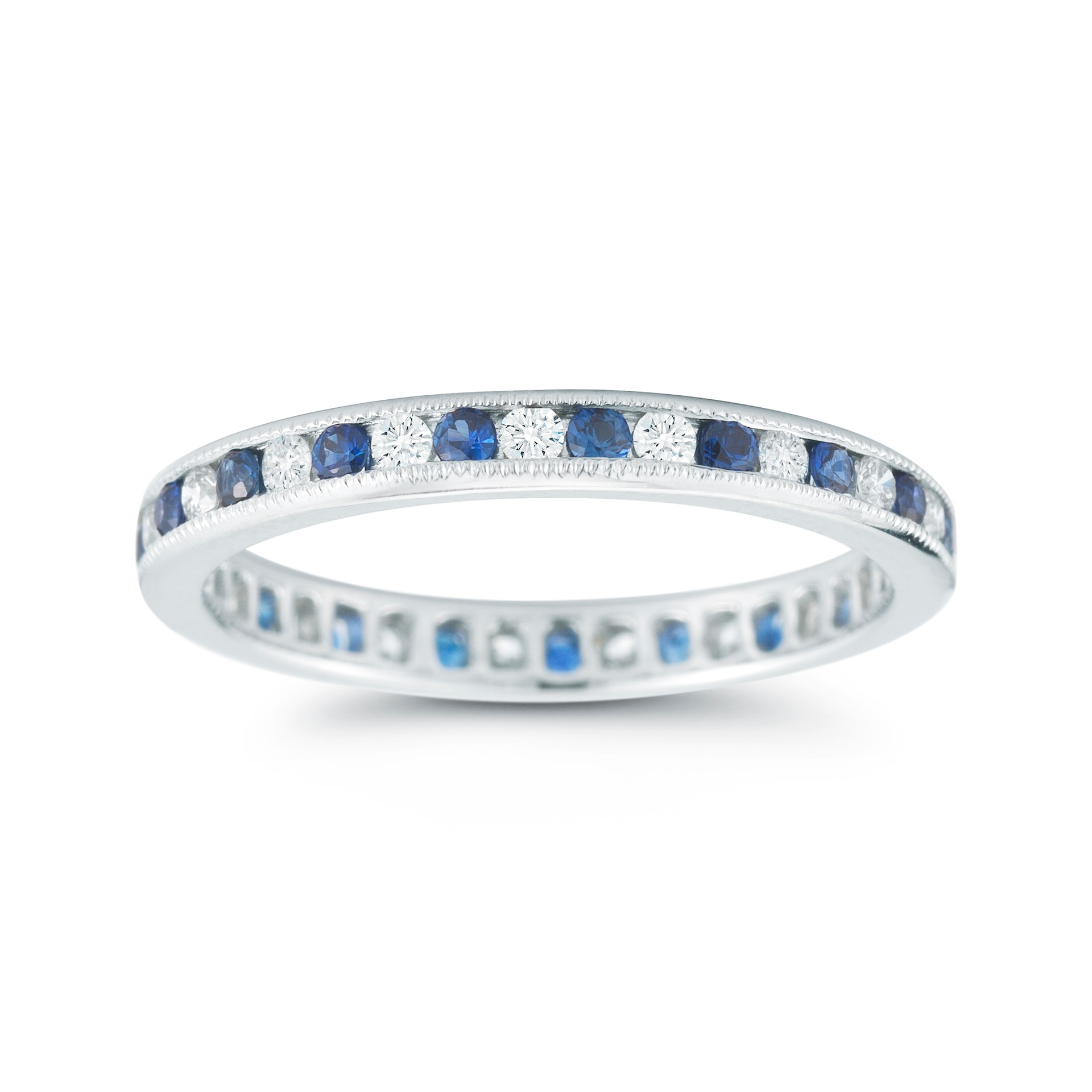 Mayors Platinum 0.38cttw Sapphire & 0.32cttw Diamond Fancy Diamond Band Mayors Platinum 0.38cttw Sapphire & 0.32cttw Diamond Fancy Diamond Band