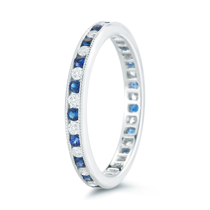 Mayors Platinum 0.38cttw Sapphire & 0.32cttw Diamond Fancy Diamond Band