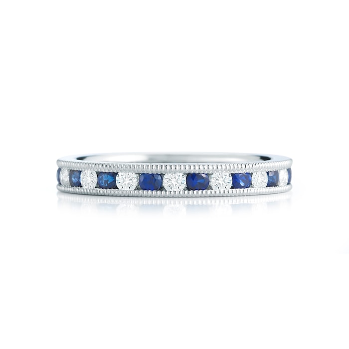 Mayors Platinum 0.68cttw Sapphire & 0.56cttw Diamond Fancy Diamond Band