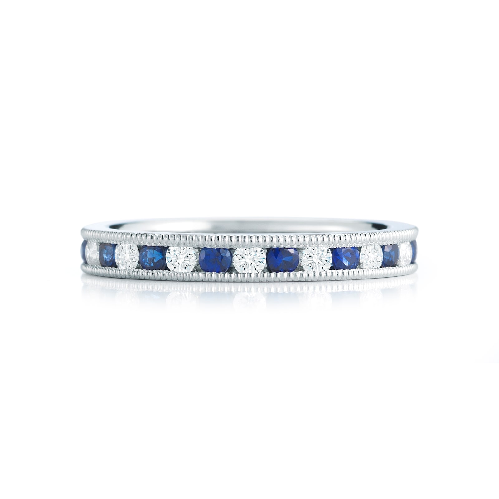 Mayors Platinum 0.68cttw Sapphire & 0.56cttw Diamond Fancy Diamond Band - Ring Size 7