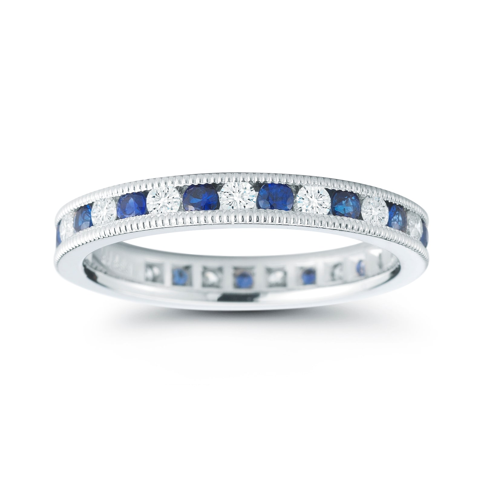 Mayors Platinum 0.68cttw Sapphire & 0.56cttw Diamond Fancy Diamond Band - Ring Size 7