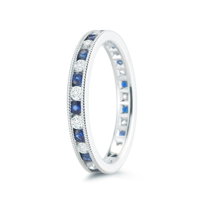 Mayors Platinum 0.68cttw Sapphire & 0.56cttw Diamond Fancy Diamond Band