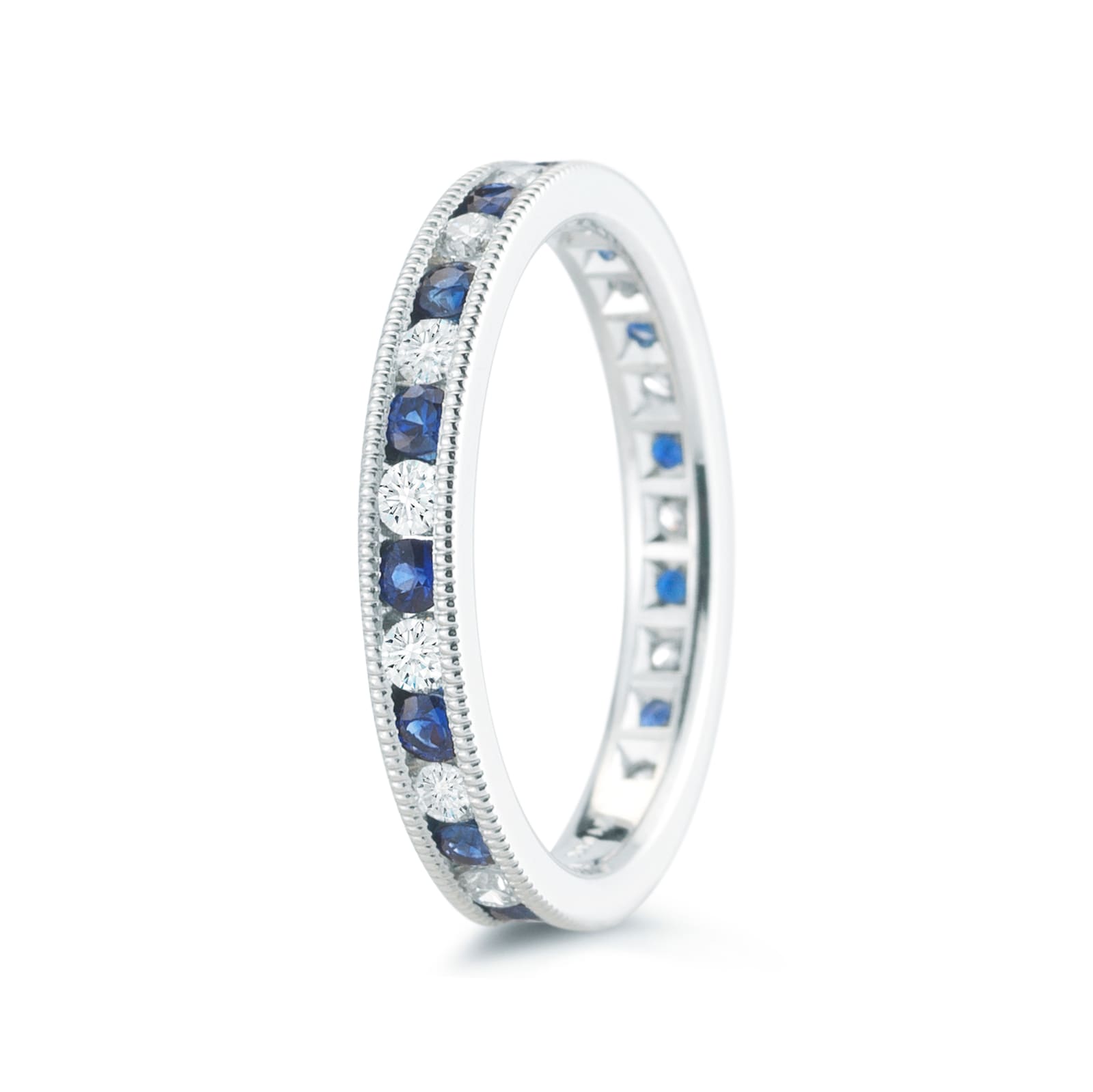 Mayors Platinum 0.68cttw Sapphire & 0.56cttw Diamond Fancy Diamond Band - Ring Size 7