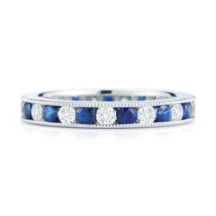 Mayors Platinum 0.98cttw Sapphire & 0.78cttw Diamond Fancy Diamond Band