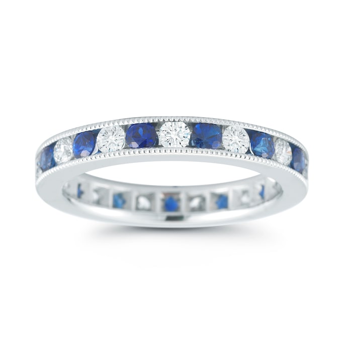 Mayors Platinum 0.98cttw Sapphire & 0.78cttw Diamond Fancy Diamond Band