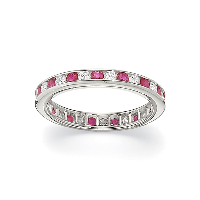 Betteridge Platinum 0.58cttw Brilliant Cut Diamond and Ruby Eternity Band Size 6.5