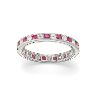 Betteridge Platinum 0.58cttw Brilliant Cut Diamond and Ruby Eternity Band Size 6.5