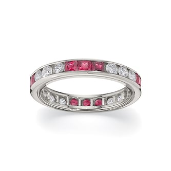 Betteridge Platinum 0.72cttw Diamond and Princess Cut Ruby Eternity Band Size 6.5