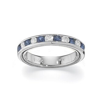 Betteridge Platinum 0.72cttw Brilliant Cut Diamond and Sapphire Eternity Band Size 6