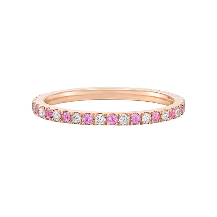 Betteridge 18k Rose Gold 0.24cttw Pink Sapphire and 0.20cttw Diamond Eternity Band