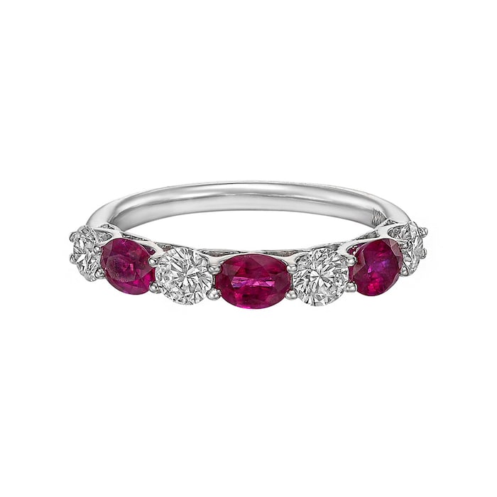 Uneek 18k White Gold 0.99cttw Ruby and 0.74cttw Round Diamond Band