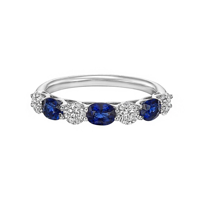 UNEEK 18k White Gold 1.05cttw Sapphire and 0.75cttw Round Diamond Band