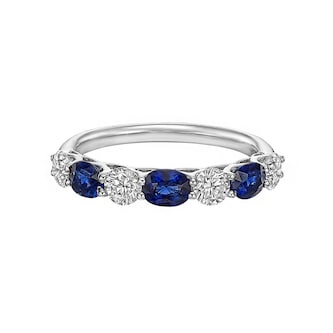 Uneek 18k White Gold 1.05cttw Sapphire and 0.75cttw Round Diamond Band