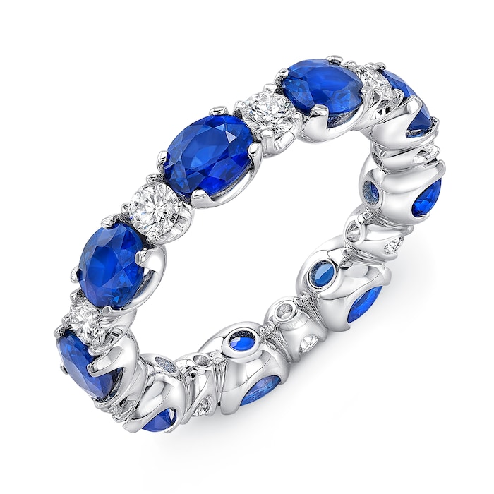 Uneek 18k White Gold 4.26cttw Sapphire and 0.76cttw Diamond Eternity Band