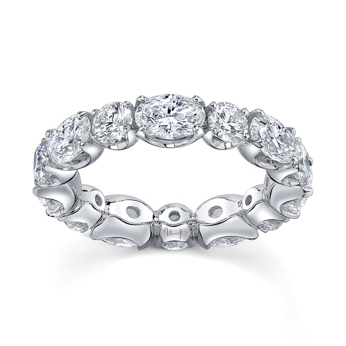 Uneek 18k White Gold 4.58cttw Oval and Brilliant Cut Diamond Eternity Band