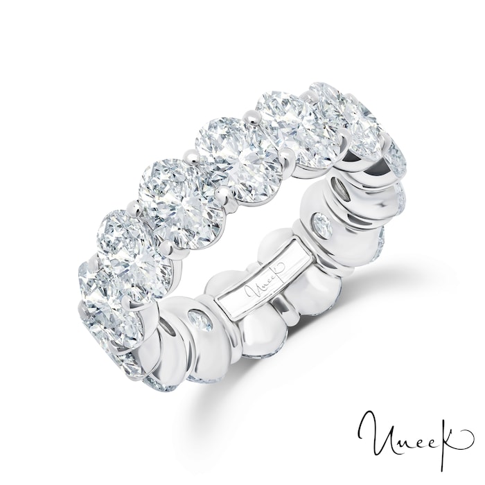 Uneek Platinum 9.99cttw Oval Cut Diamond Full Eternity Band