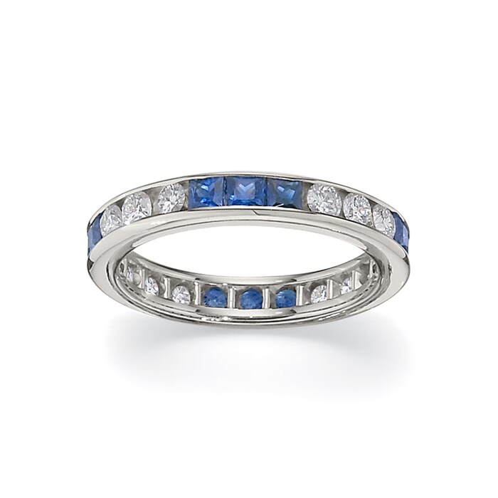 Betteridge Platinum 0.72cttw Diamond and Princess Cut Sapphire Eternity Band Size 6