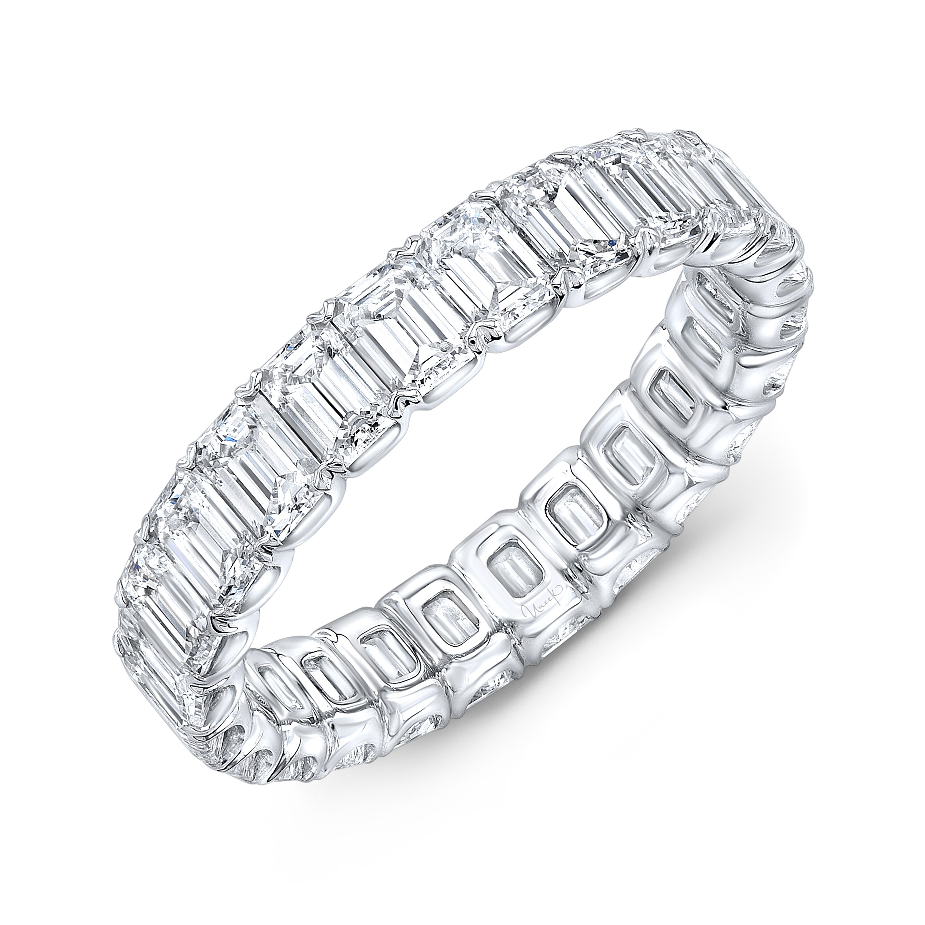 Emerald Cut Moissanite Diamond Full Eternity Wedding Ring