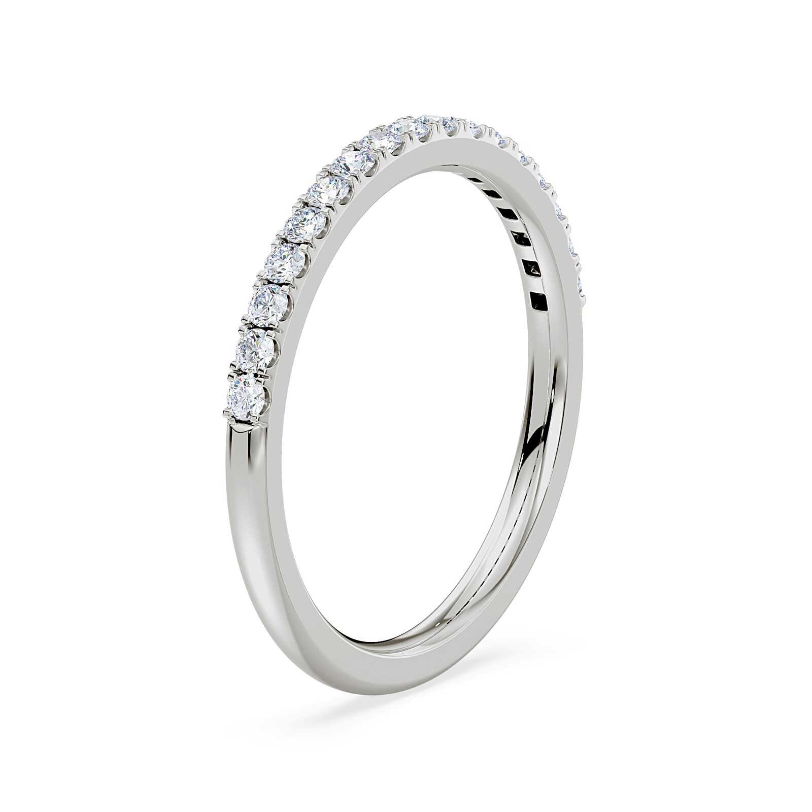 Royal Asscher Platinum Round Cut 0.23cttw Diamond Half Wedding Band