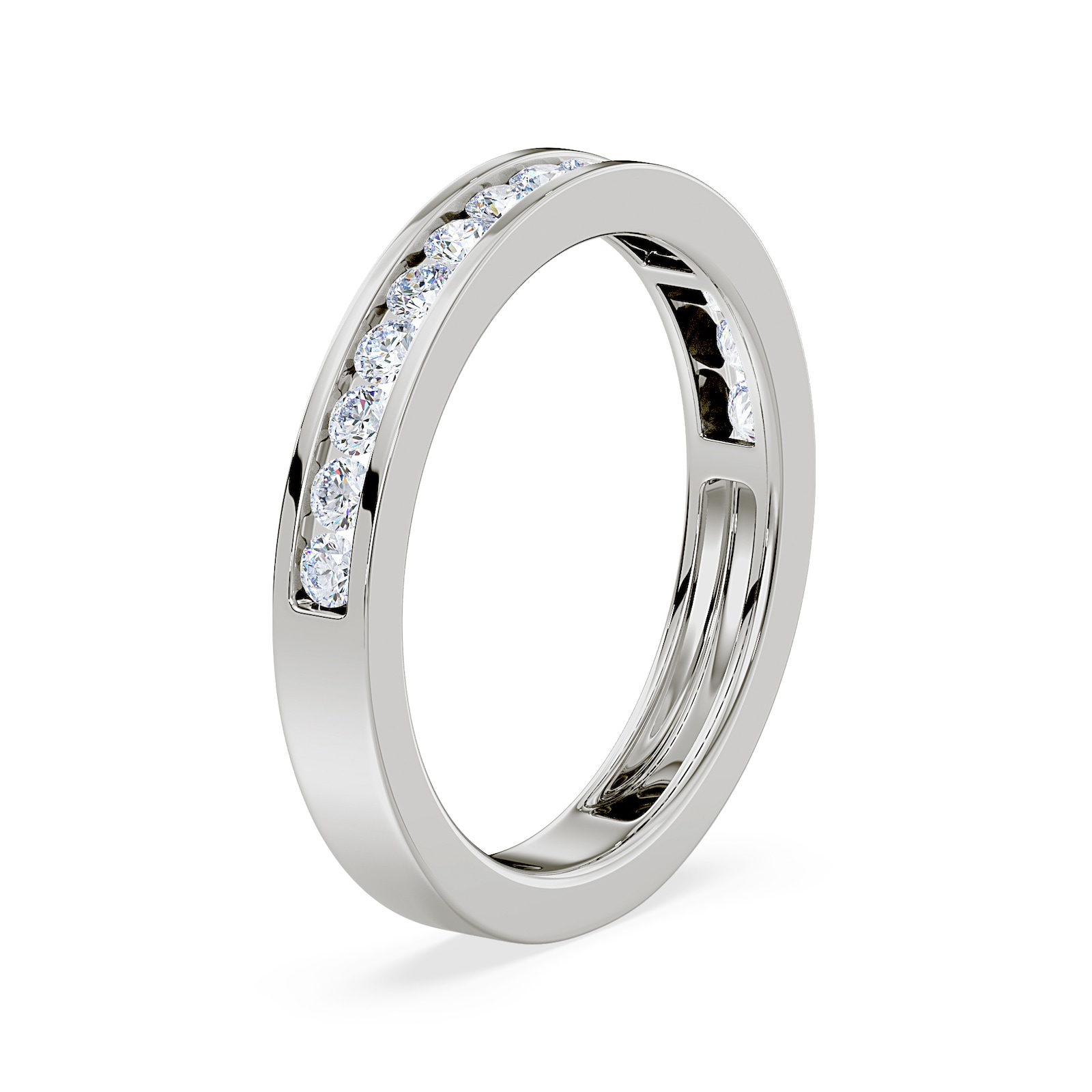 Royal Asscher Platinum Round Cut 0.42cttw Diamond Half Wedding Band