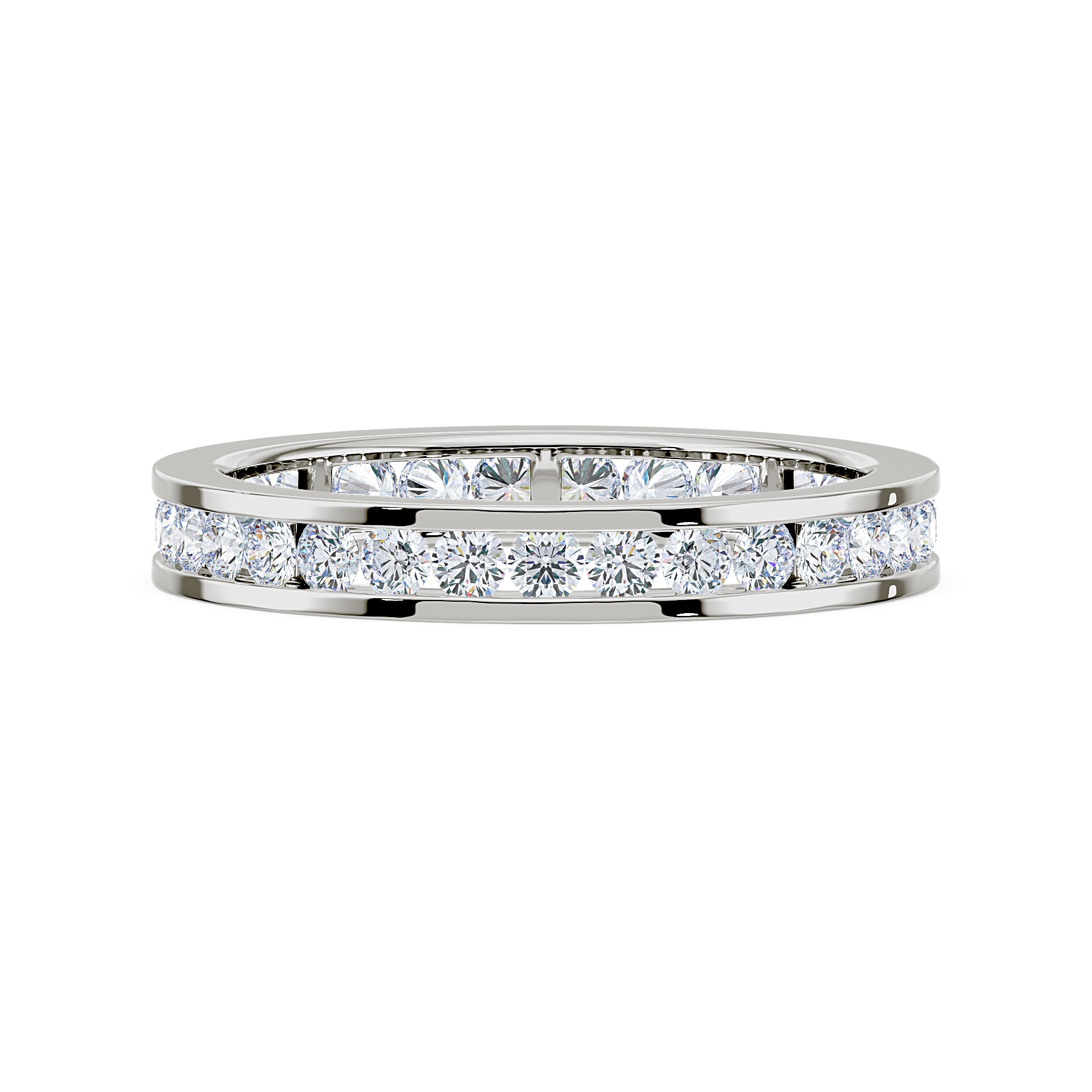 Royal Asscher Platinum Round Cut 0.84cttw Diamond Full Wedding Band