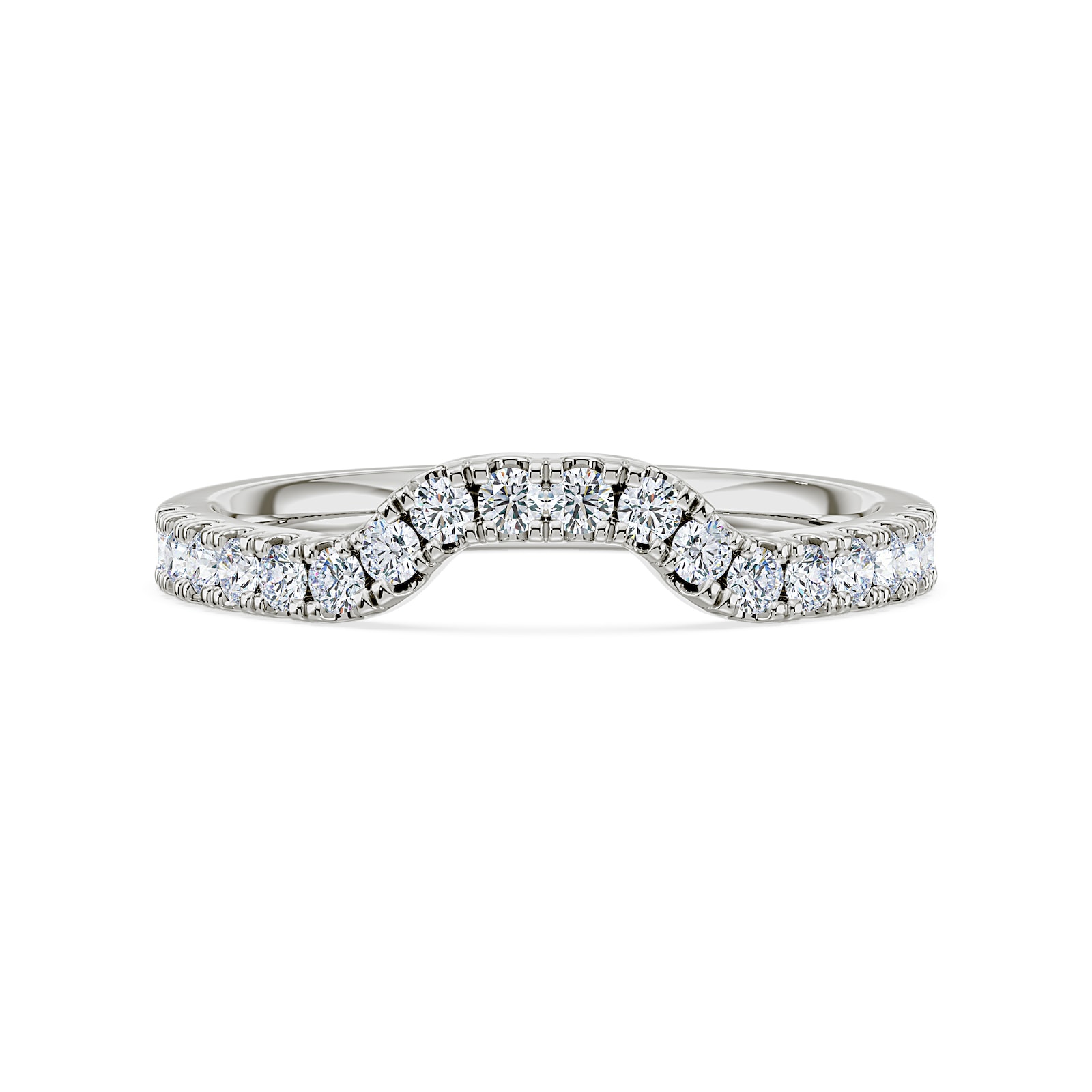 Royal Asscher Platinum Round Cut 0.35cttw Diamond Half Shaped Wedding Band