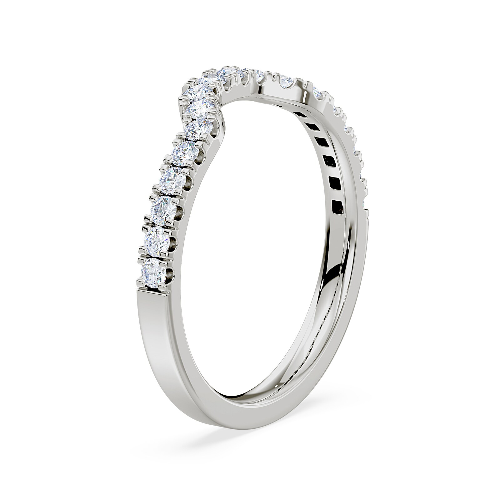 Royal Asscher Platinum Round Cut 0.35cttw Diamond Half Shaped Wedding Band